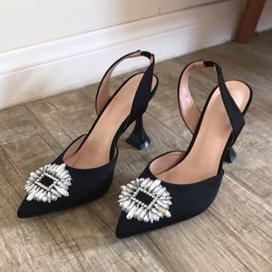 Bejeweled Black Slingback Heels
